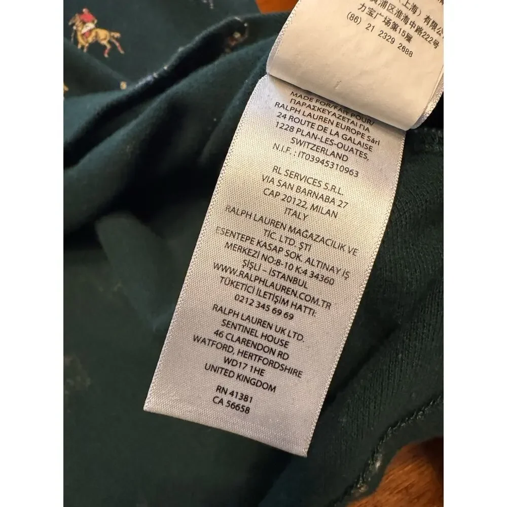 XL Polo Ralph Lauren All Over Print AOP Pony Racers Horse Logo Green
